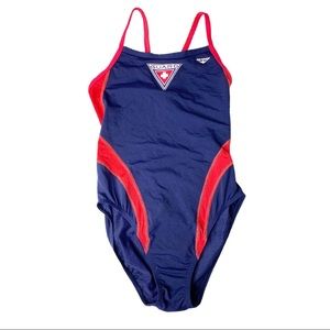Women's Lifeguard One Piece Blue Red Swimsuit